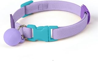 Purple Puppy Collar with Ball, Elastic Girl Cat Collars for Tiny Small Female Dogs Little Pet, Neck Girth 8-12 inch