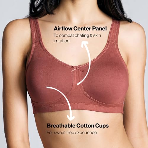 Image of NYKD NYB105 Wirefree Cotton No Sweat Breast Seperating Non-Padded Full Coverage Bra for Women (Available in Plus Size)