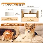 Elevated Ceramic Dog Bowl Set - Raised Dog Bowls with Non-Slip Bamboo Stand - Dog Food and Water Bowl Set - Double Dog Feeding Bowls - Suitable for Small and Medium Dogs - 28.74 OZ - 3.6 CUPS - 850 ML - Image 2