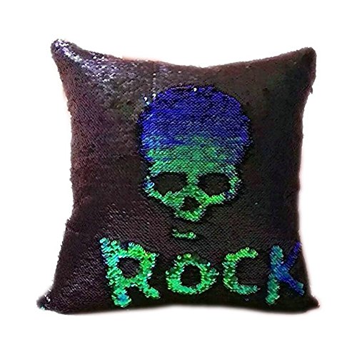 Freestyle Reversible Color Change Sequin Throw Pillow Cases Covers in Two-Tone, Mermaid Green and Black, 16x16, Creative Decorations on Sofas/ Armchairs/ Beds/ Floors/ Cars - Image 4