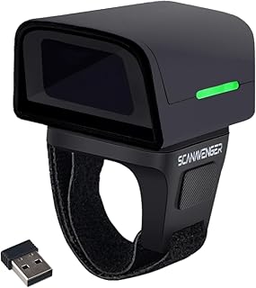 ScanAvenger Escáner de código de barras QR 1D 2D - Mini lector de dedos inalámbrico Bluetooth portátil, USB y 2.4GHz, compatible con iOS, Android, Windows, para almacén, tienda e inventario