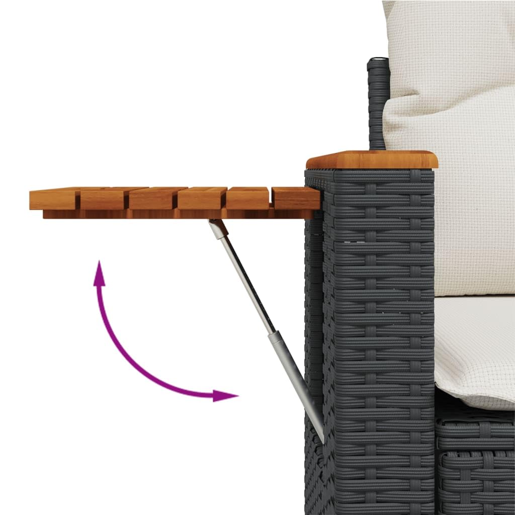 IKAYAA Divanetto da Esterno 2 Posti con Contenitore Divano da Giardino in Polyrattan Salotto da Giardino in Polyrattan Set da arredo per Esterno con Cuscini-Nero e Bianco-2 pz