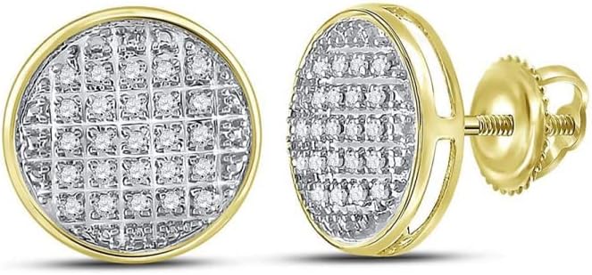 Diamond2Deal 10kt Yellow Gold Round Diamond Circle Cluster Stud Earrings 1/8 Cttw Color- G-H Clarity- I3