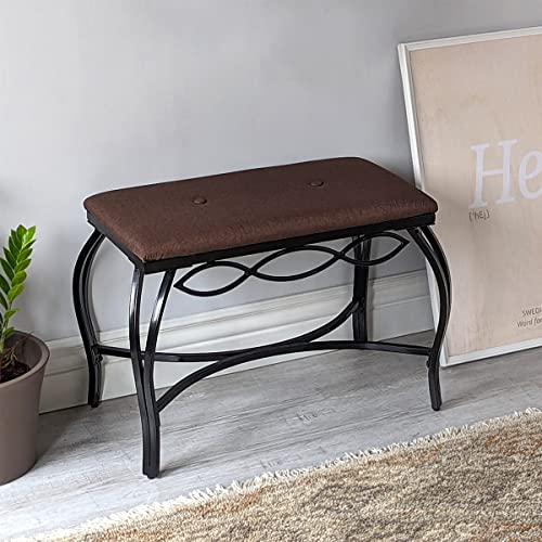 Mango Steam Mocha Brown Shoe Bench - Vanity Seat for Makeup Room, Dressing Stool, Entryway Bench - Powder Coated, Upholstered, Space Saving