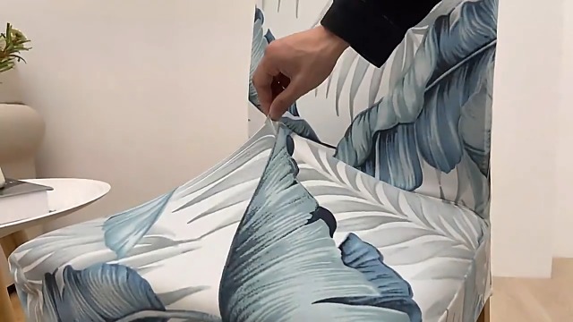 House of Quirk Polyester Flowered Elastic Stretch Removable Washable Short Dining Chair Seat Protector Slipcover (4, Blue Ash, )