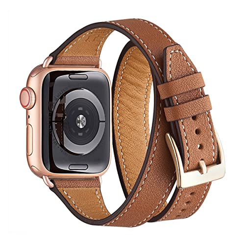Flash Sale Buy 1 get 1 Bestig Band Compatible for Apple Watch 38mm 40mm 41mm or 42/44/45mm, Genuine Leather Double Tour Designed Slim Replacement Strap for iWatch Series 7 6 SE 5 4 3 2 1 (Brown Band+Rose Gold Connector) Flash Sale Buy 1 get 1 Bestig Band Compatible for Apple Watch 38mm 40mm 41mm or 42/44/45mm, Genuine Leather Double Tour Designed Slim Replacement Strap for iWatch Series 7 6 SE 5 4 3 2 1 (Brown Band+Rose Gold Connector)