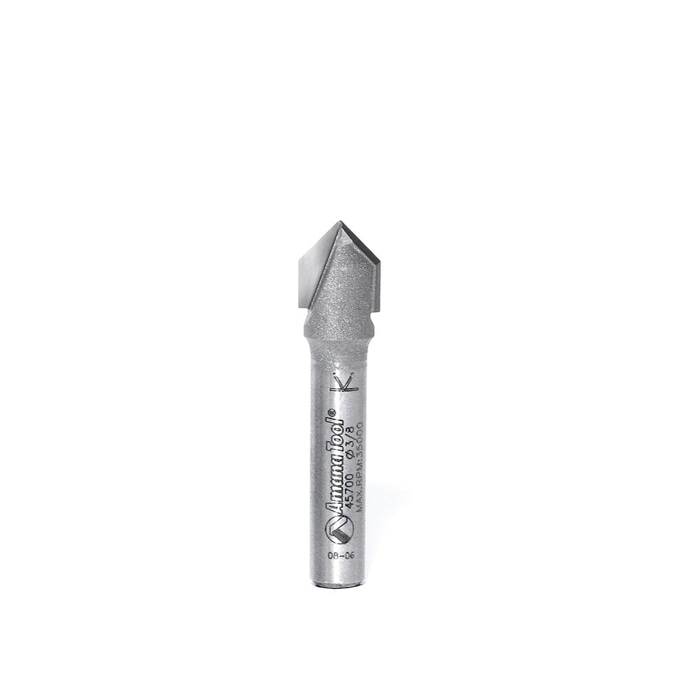 Amana Tool - 45700 Carbide Tipped V-Groove 90 Deg x 3/8 Dia x 7/16 x 1/4" Shank