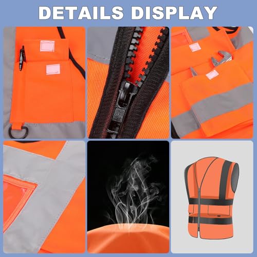 Image of XPCARE Reflective Safety Vests For Women Men, High Visibility Security Vest Pockets and Zipper Front Construction Work Vest