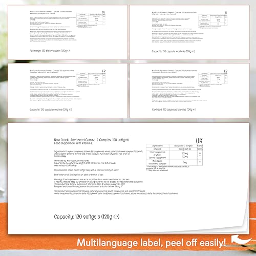 Now Foods, Advanced Gamma-E-Complex, 120 Softgels, Lab-Tested, Vitamin E, Gluten Free, Non GMO - Image 5
