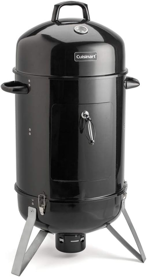 Cuisinart 16 Vertical Charcoal Smoker, Integrated Thermometer, Water Bowl and Dual Vents Perfect for Smoked Brisket, Chrome Plated Grates Smoker Grill for BBQ, Camping, Tailgates