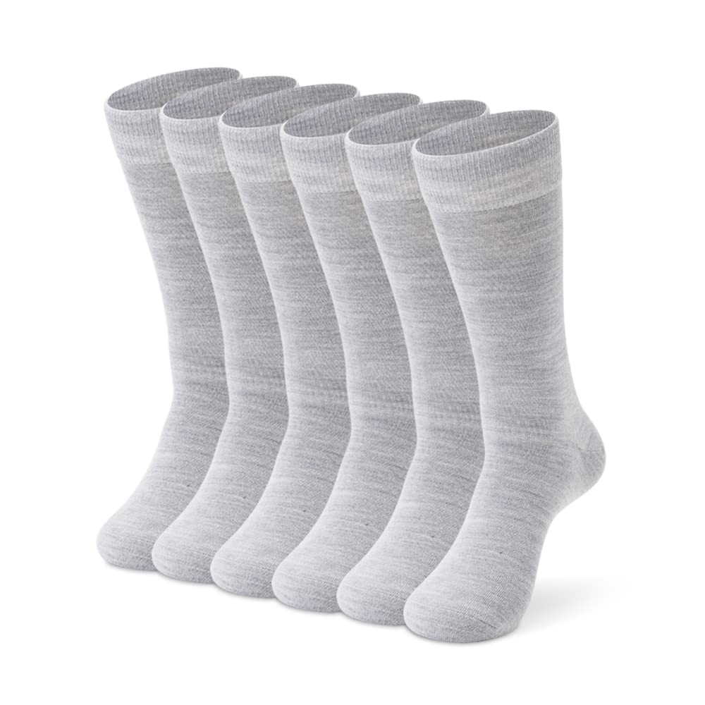 LIXIAMen's Thin Merino Wool Socks, Cozy Casual Winter Warm Breathable Mid-calf Dress Socks 3/6 Pairs Pack