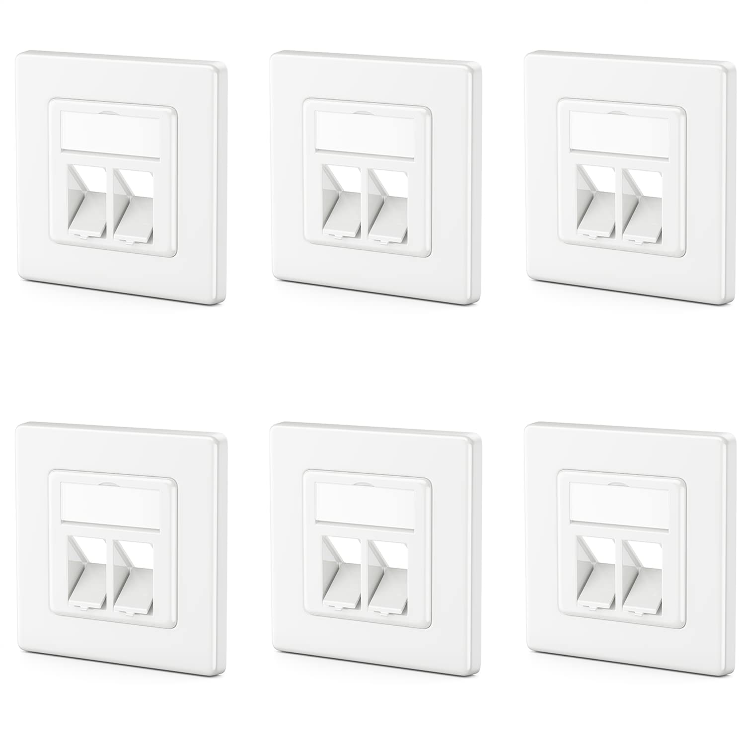Deleycon White Wall Plate, Mk5680, 2 Port Junction Box For Keystone Modules, 6 Pieces, Rj45, Coaxial, Bnc, F-Connector, Rj-11, Rca, Toslink, Ps2,