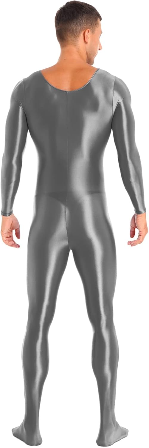 Sxiwei Adult Shiny One Piece Spandex Body Suit Jumpsuit Long Sleeve Round Neck Zentai Costume Catsuit
