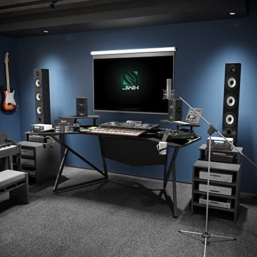 Jwx Gaming Desk With Removable Speaker Stand, 72'' Large Studio Wing-Shaped Gaming Desk With Headphone Stand, Cup Holder For Live Streamer, Social Media Influencers & Music Recording #TOP4