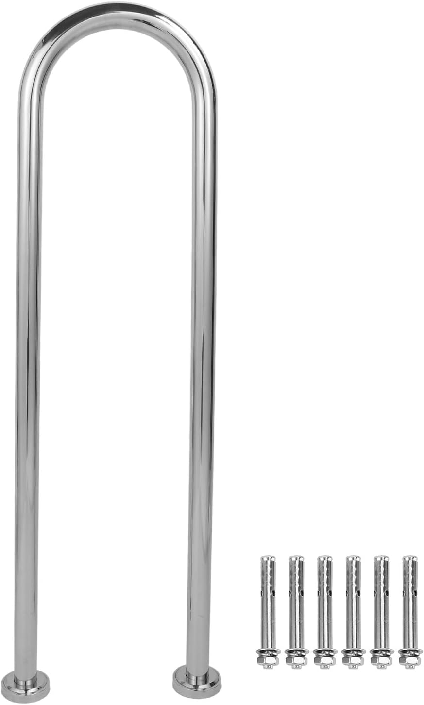 Pool Handrail Railing Stainless Steel with Base Plate Indoor Outdoor Pools304 Stainless Steel U Shaped Swimming Pool Hand Grab Rail for Hot Tub Safety Ensuring Safe Entry and Exit