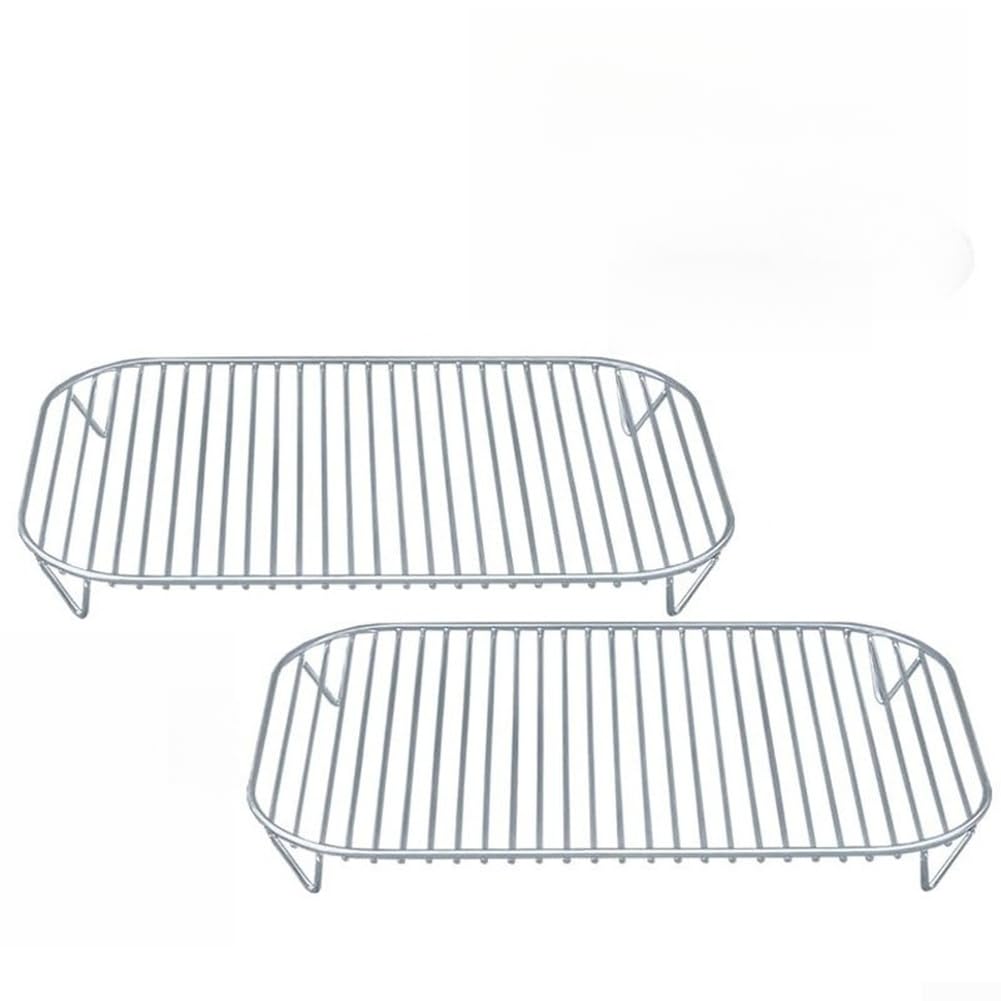 Rejilla de acero inoxidable de doble capa para barbacoa al aire libre, rejilla de cocción plegable para OG700 OG701 malla de acabado plateado (paquete de 2)