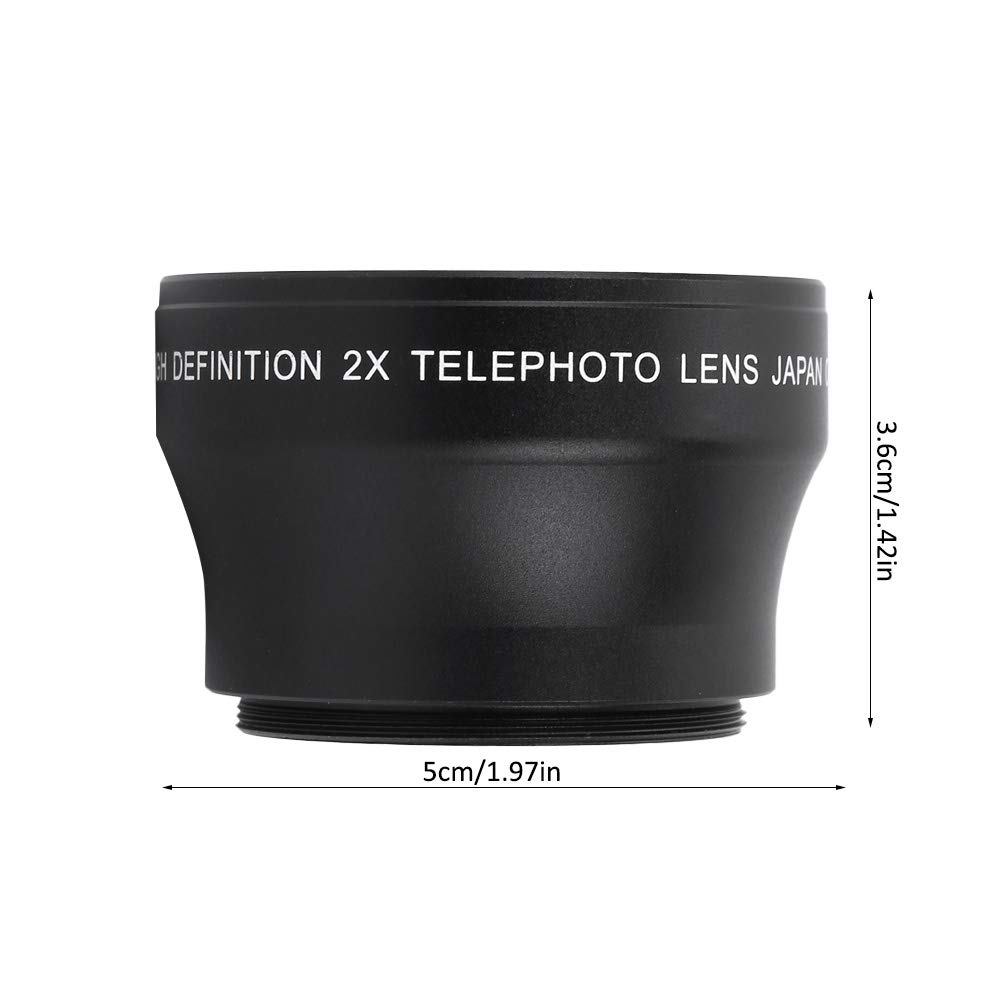 Lente de Cámara 2X para Cámara con Montura de 37 Mm, Lente Telefoto Convertidora de Alta Definición con Aumento 2X