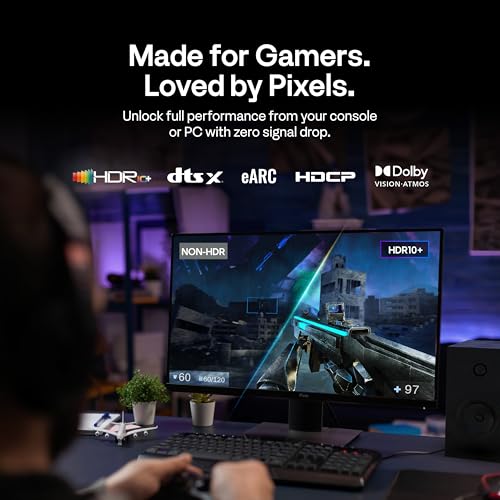 Image of Pixio Blue 8K HDMI 2.1 Cable Ultra Certified Ultra High Speed 10FT 8K 60Hz 4K 120Hz Nylon Braided, Gold Plated Connector, Anti-Breakage, HDR10+, dtsx, eARC, HDCP, Dolby Compatible