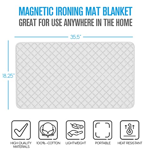 Houseables Ironing Blanket, Magnetic Mat Laundry Pad, 18.25"X32.5", Gray, Quilted, Washer Dryer Heat Resistant Pad, Iron Board Alternative Cover #TOP3