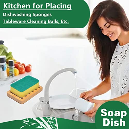 3 Pack Bamboo Wood Soap Dish, With Self Draining Bar Soap Holder, Soap Dish For Shower, Natural Soap Saver For Bathroom, Kitchen Soap Tray #TOP5