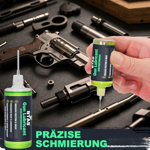 BTAS Pistolenreiniger und -schmiermittel (CLP), Pistolenöl-Reinigungsset, Universelle Lösung, 60g Reinigungsspray und 30g Schmieröl