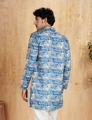 Image of Amazon Brand - Symbol Men's Polyester Festive Printed Long Kurta (Regular Fit)