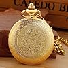 Tiong Gold Smooth Shield Round Case Quartz Pocket Watch Japan Movement with Belt Clip Chain-Gold #4