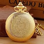 Gold Smooth Shield Round Case Quartz Pocket Watch Quartz Movement with Chain-Gold - Image 5