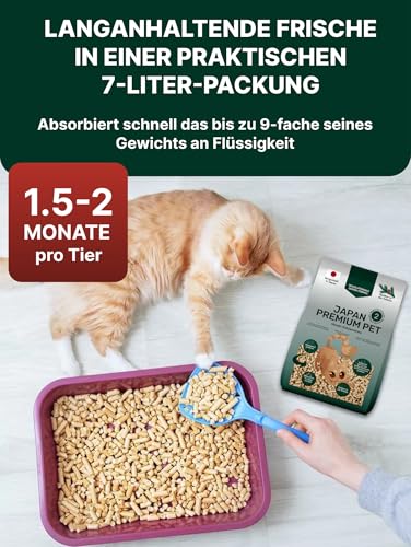 Vielschichtig Antibacterial Katzenstreu Pellets aus Weißes Zedernholz | 100% Pflanzliche Katzenstreu Staubfrei mit Maximaler Saugkraft | 7L