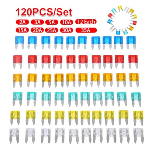 Kit surtido de fusibles automotrices 60/120 piezas para Carro y Camión 5A 10A 15A 20A 25A 30A miniatura 2