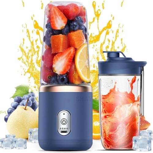 SHAYONAM Portable Juicer Blenders For Smoothies And Juices, USB Rechargeable Mini Juicer Bottle Mixer Shake Maker Machine With 1800Mah Rechargeable Battery, Smoothie Blender With 400ML Jar/*-