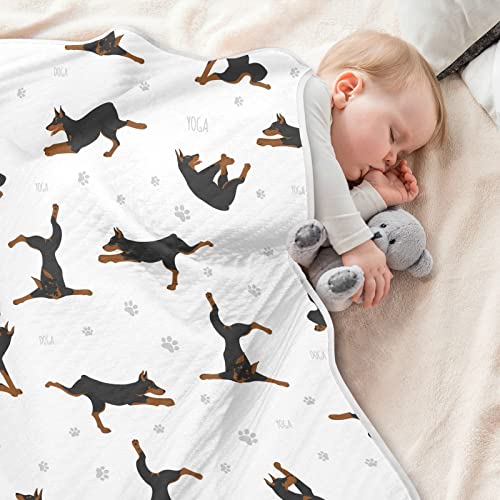 Image of Swaddle Blanket Exercises Doberman Dog Cotton Blanket for Infants, Receiving Blanket, Lightweight Soft Swaddling Blanket for Crib, Stroller, Nursery Blankets, 30 inch X 40 inch, Puppy Multi1