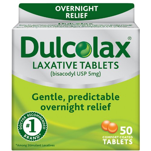 Dulcolax Laxative Tablets, 50 Count, Gentle, Reliable Overnight Relief from Constipation, Hard, Dry
