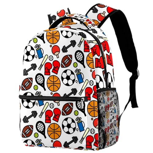 Sac à dos d'école motif de balle de sport pour ados et enfants décontracté 29x20x40cm