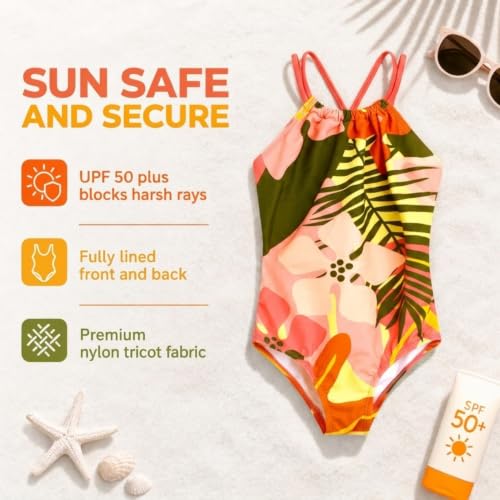 Image of Kanu Surf Girls Jasmine Beach Sport Halter One Piece Swimsuit