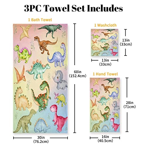 Bigger Blanket Cute Dinosaur Bath Towel Set 3-Piece Strong Absorbent Towel For Bathroom Sport Outdoor Travel Beach Includes 1 Bath,Wash Cloth And Hand Towel #TOP1