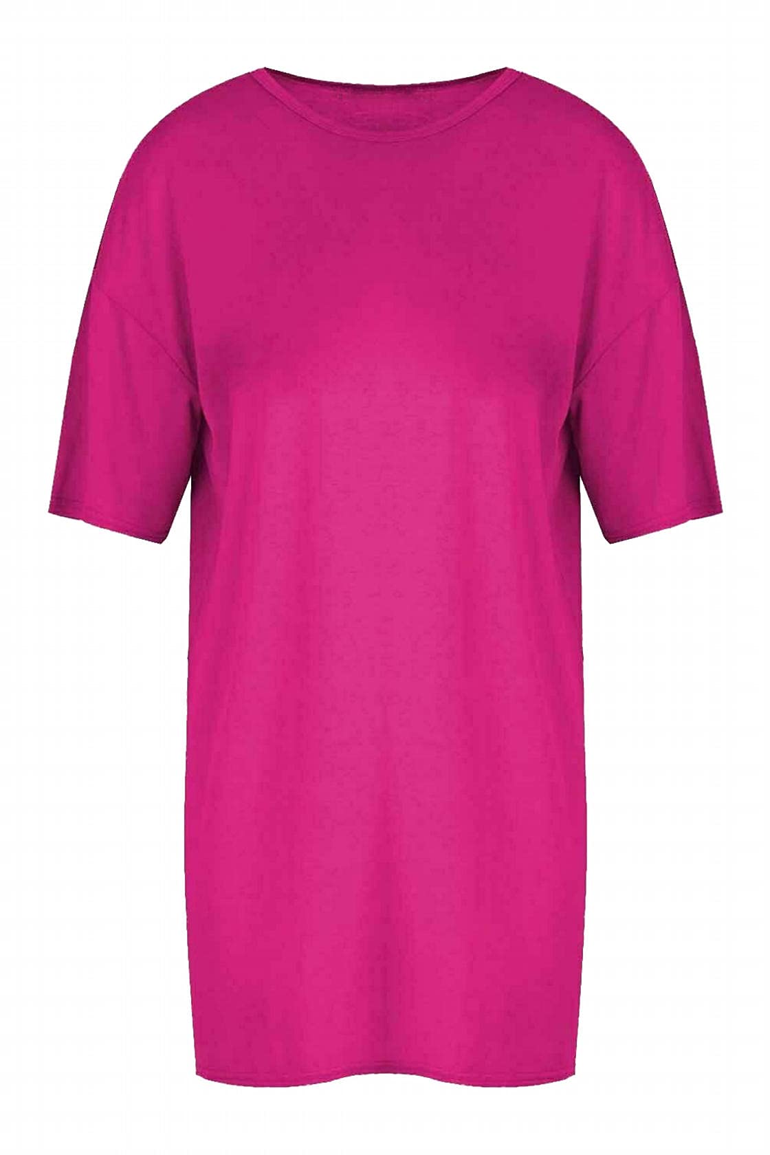 Fairy Boutique Women's Neon Pink Oversized Short Sleeve Tunic Top Summer T Shirt Round Neck Baggy Pullover T Shirt
