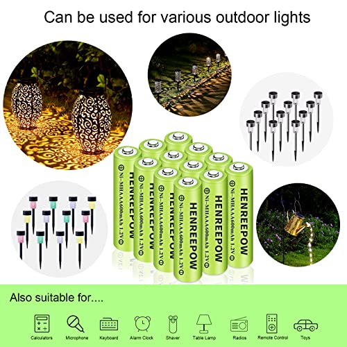 Henreepow Ni-Mh Rechargeable Aaa Batteries High Capacity 1.2V Pre-Charged Triple A Battery For Garden Lights, Outdoor Solar Lights, Battery String Lights, Pathway Lights (Aaa 600Mah-12Pack) #TOP3