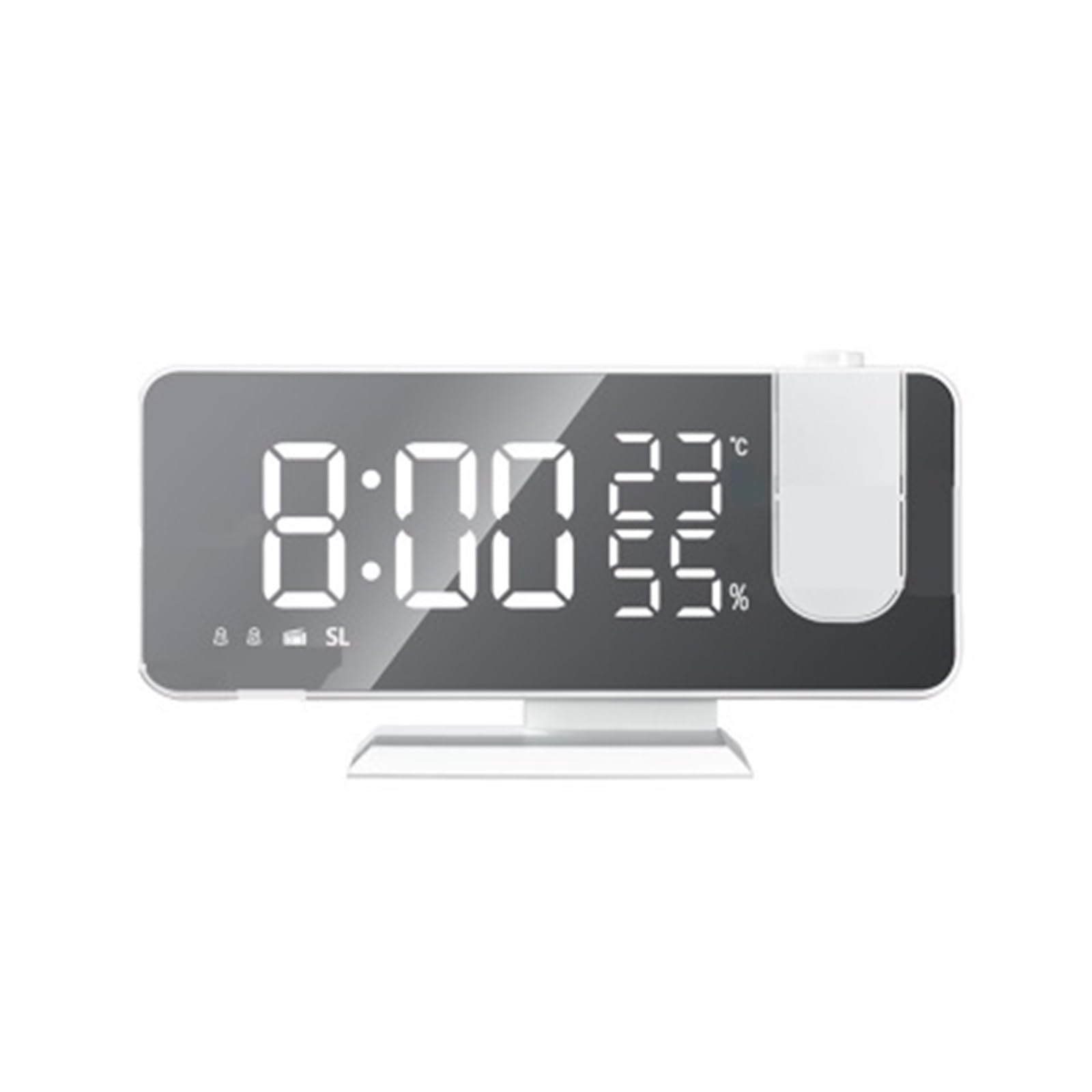 KOESRXNQW FM Radio LED Digital Smart Alarm Clock Watch Table Electronic Desktop Clocks USB Wake Up With 180° Time Projection Snooze Clear Projection(White A)