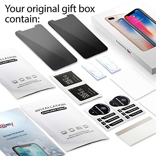 Homy Premium Privacy Screen Protector Kit For Iphone Xs Max 6.5 Inch [2-Pack] 1X Tinted High Clarity Japanese Tempered Glass, 1X Full Black Anti Spy Filter + 2X Camera Lens Cover, Case Friendly, 9H #TOP5