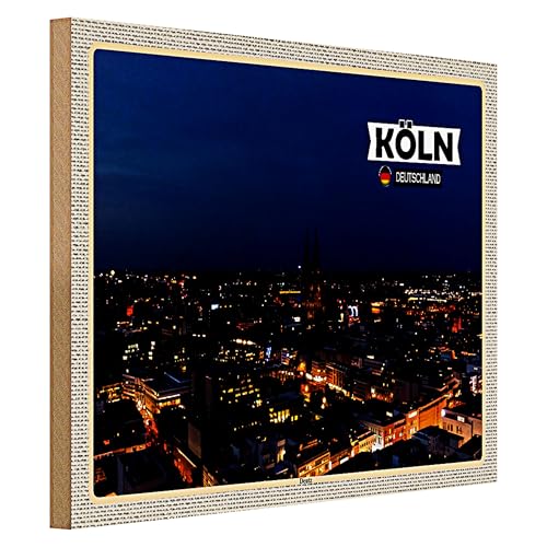 Targa in legno di Colonia Skyline | Decorazione per la casa | Souvenir della Germania | 40 cm x 30 cm
