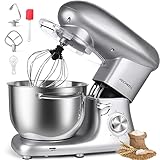🔝【PROCESADOR DE ALIMENTOS PROFESIONAL】 Heichkell batidora amasadora con motor de alto rendimiento de 1400 W, 6 + 1 velocidades optimizadas con función de pulso, que hace que la mezcla sea rápida y completa. Perfecto para amasar masa, pan, pizza, mezclas para pasteles, masa para galletas, fondant, papas, mezclar líquidos, salsas, claras de huevo, crema y más.