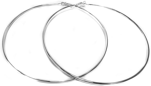Large Jumbo Hoop Earrings Silver Plated Thin Hoop Earrings 6 inch Hoops : Amazon.ca: Clothing