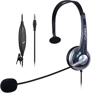 Callez C300E1 Cell Phone Headset, Wired Truck Driver Headsets Monaural with Noise Cancelling Mic, Compatible For Skype PC iPad iPod iPhone Samsung Huawei Mobile Phone and Smartphones with 3.5mm Jack