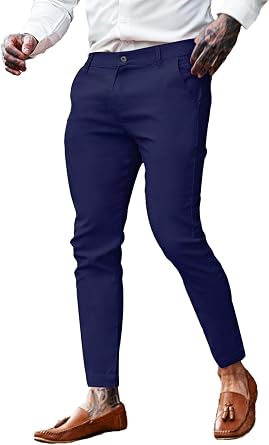GINGTTO Mens Slacks Dress Pants Slim Fit Stretch Cuffed