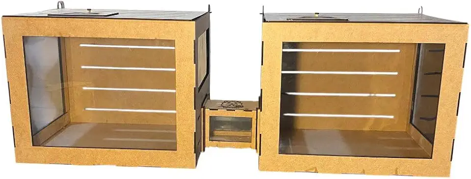 Gaiola Terrário para Hamster em MDF, 30x30x35 cm, com Painel de Acrílico, Kit com 2 Unidades, Sem Acessórios
