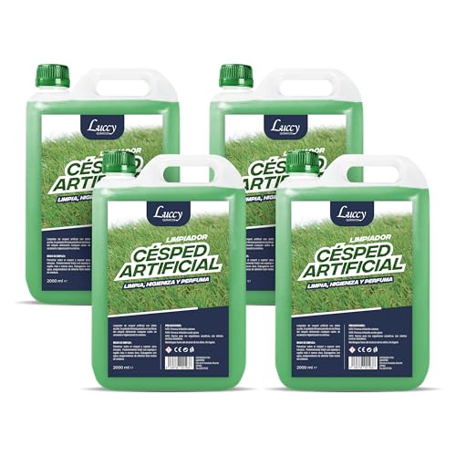 LUCCY Higienizador Césped Artificial 4 x 2 Litros | Limpiador para Césped Artificial, Higienizador Concentrado Triple Acción, Eliminador de Olores