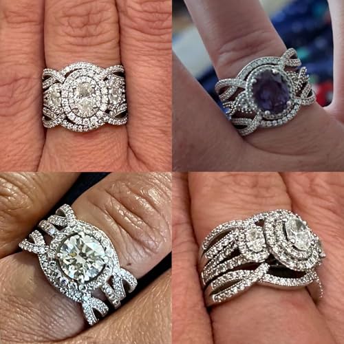 Yellow Gold Ring Enhancer for Engagement Rings Fancy Twist Wedding Band Ring Guard 925 Sterling Silver Round AAAAA Cubic Zirconia Size 5-102