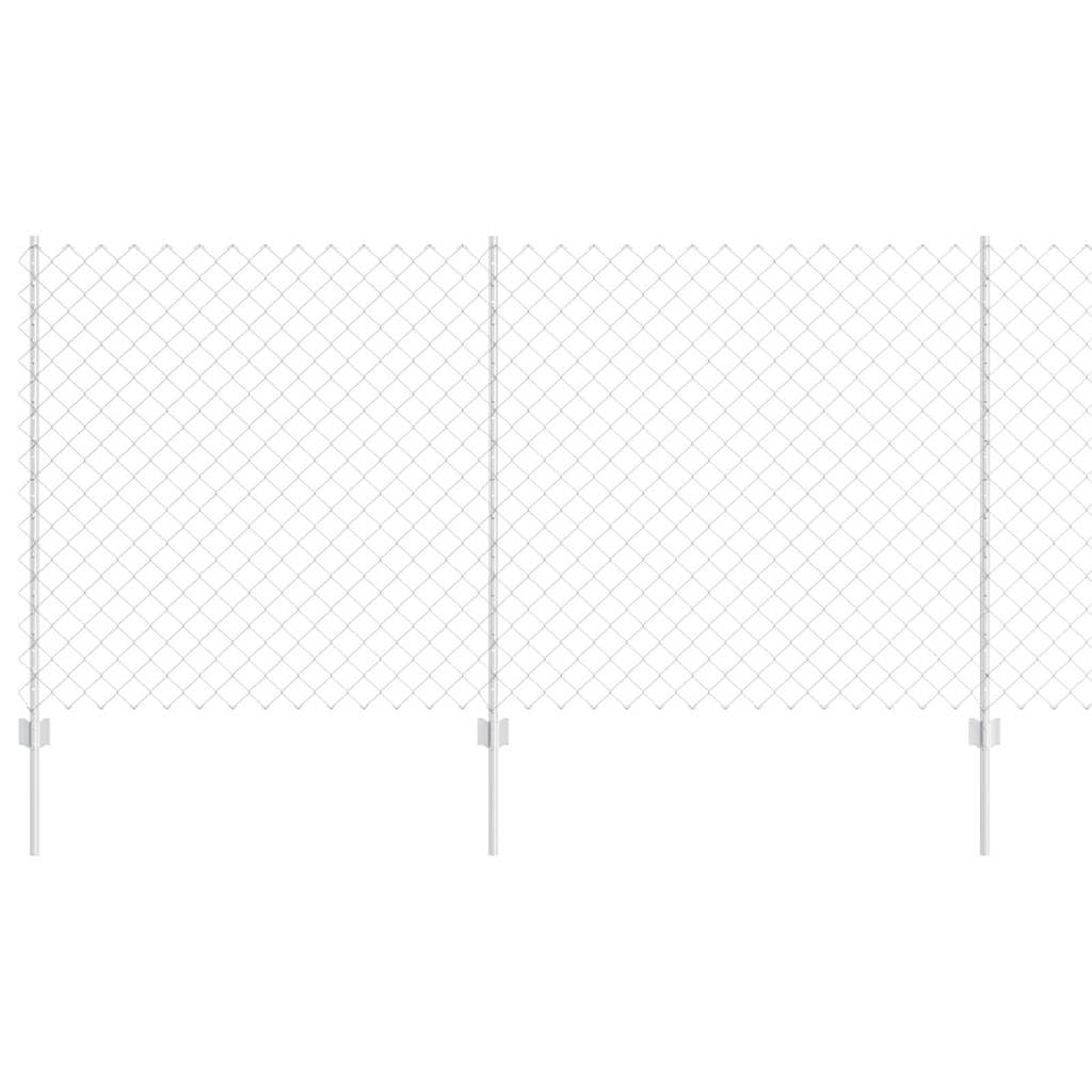 Steel Garden Fence Panel Set 1.2 x 25 m Silver Outdoor Boundary with Posts and Hardware Kit for Privacy, Terrace, Patio, Yard Security