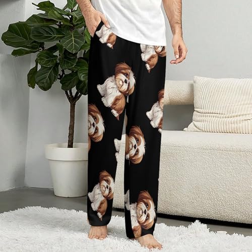 Shih Tzu Dog Soft Pajama Pants Casual Lounge Pants Joggers Pj Bottoms with Pockets for Men Women4